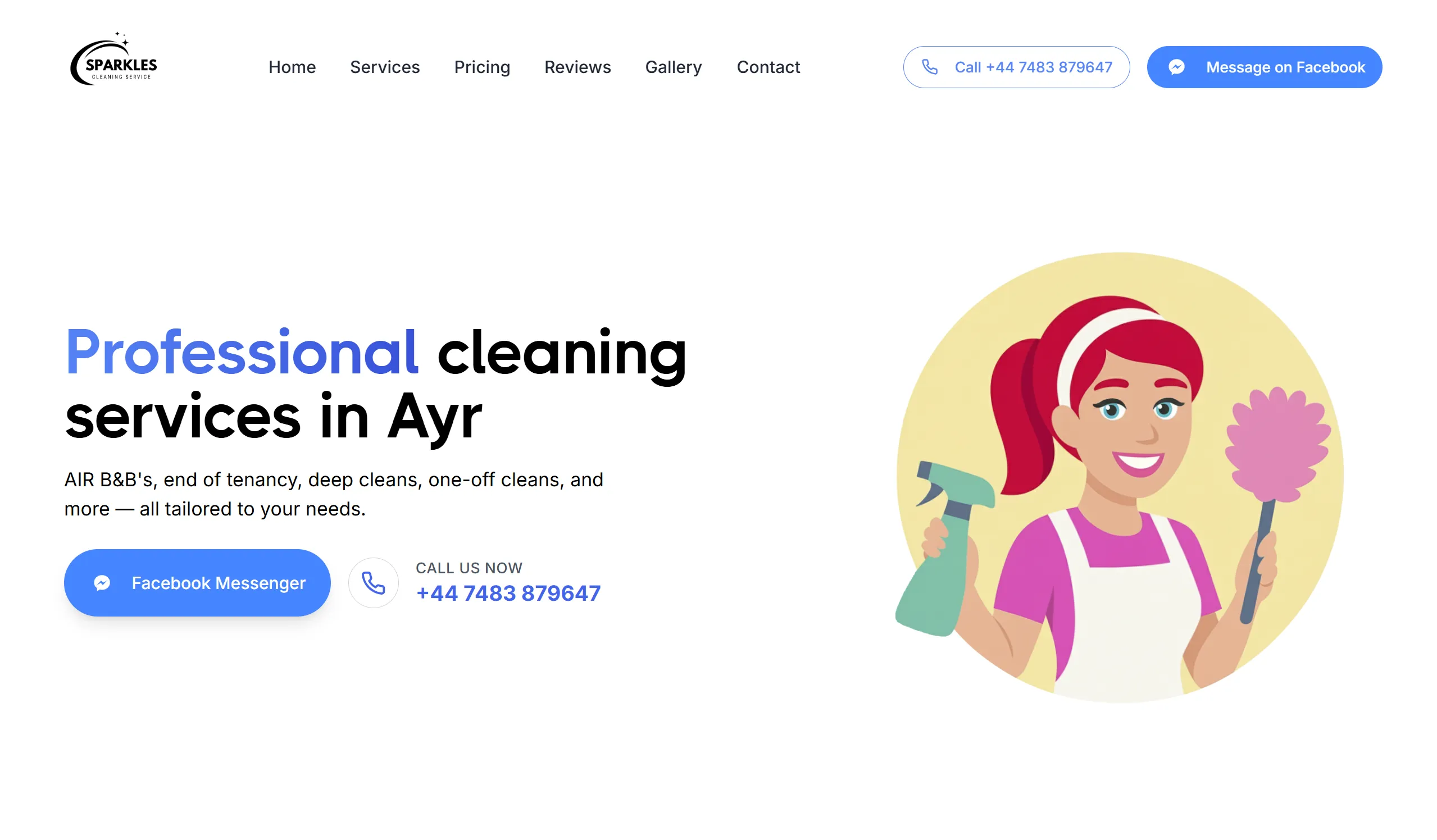 Sparkle's Cleaning Service Website